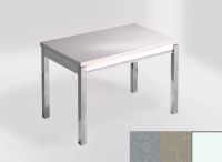 Logo Table mensa 100x60 extension melamin� - plateau aluminium nube - pieds blanc - ceinture en bois laqu 2331_aluminium-nube_blanc_b