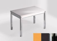 Logo Table mensa 110x70 extension m�lamin� - plateau amarillo dream - pieds chrome - ceinture en bois laq 2332_amarillo-dream_chrome_