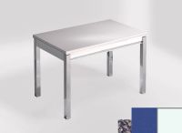 Logo Table mensa 100x60 extension melamin� - plateau blue safita - pieds blanc - ceinture en bois laque b 2331_blue-safita_blanc_bl-b