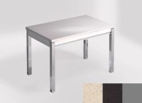 Logo Table mensa 100x60 extension melamin� - plateau blanco capri - pieds argent - ceinture en bois laque 2331_blanco-capri_argent_bl