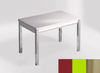 Logo Table mensa ext 110x70 - plateau rojo eros - pieds inox - ceinture en bois laque vert 2321_rojo-eros_inox_bl-vert