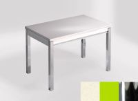 Logo Table mensa 100x60 extension melamin� - plateau blanco dune - pieds chrome - ceinture en bois laque  2331_blanco-dune_chrome_bl-