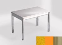 Logo Table mensa 100x60 extension melamin� - plateau stellar amarillo - pieds inox - ceinture en bois laq 2331_stellar-amarillo_inox_