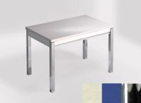 Logo Table mensa 100x60 extension melamin� - plateau yukon - pieds chrome - ceinture en bois laque bleu e 2331_yukon_chrome_bl-bleu-e