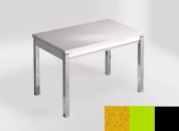 Logo Table mensa ext 100x60 - plateau stellar amarillo - pieds noir - ceinture en bois laque vert 2320_stellar-amarillo_noir_bl-vert