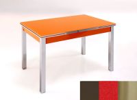 Logo Table mensa ext 100x60 - plateau moka - pieds inox - ceinture en bois laque rouge 2035_moka_inox_bl-rouge
