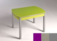 Logo Table hercule 115x75 - plateau magenta - pieds argent - ceinture en bois laque inox 1992_magenta_argent_bl-inox