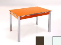 Logo Table mensa ext 100x50 - plateau moka - pieds blanc - ceinture en bois laque blanc 2032_moka_blanc_bl-blanc