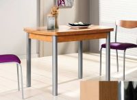 Logo Table hercule 110x70 - plateau hetre - pieds chrome - ceinture en bois laque noyer 1990_hetre_chrome_bl-noyer