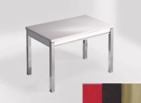 Logo Table mensa 110x70 extension m�lamin� - plateau stellar eros - pieds inox - ceinture en bois laque n 2332_stellar-eros_inox_bl-n