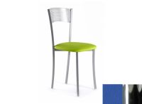 Logo Chaise verveine - assise en vinyltech bleu de france - pieds chrome 1911_vt-bleu-de-france_chrome