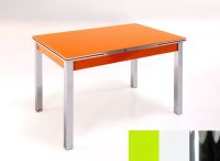 Logo Table mensa ext 100x50 - plateau vert - pieds chrome - ceinture en bois laque blanc 2032_vert_chrome_bl-blanc