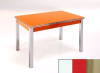Logo Table mensa ext 135x80 - plateau blanc - pieds inox - ceinture en bois laque rouge 2045_blanc_inox_bl-rouge