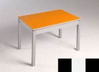Logo Table mensa  verre ext. melamin� 110x70 - plateau noir - pieds noir - ceinture en bois laque blanc 2859_noir_noir_bl-blanc