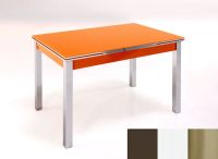 Logo Table mensa ext 135x80 - plateau moka - pieds inox - ceinture en bois laque blanc 2045_moka_inox_bl-blanc