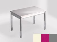 Logo Table mensa 110x70 extension m�lamin� - plateau haiku - pieds argent - ceinture en bois laque magent 2332_haiku_argent_bl-magent