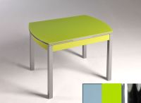 Logo Table hercule 115x75 - plateau gris - pieds chrome - ceinture en bois laque vert 1992_gris_chrome_bl-vert