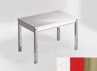 Logo Table mensa 100x60 extension melamin� - plateau blanco maple - pieds inox - ceinture en bois laque r 2331_blanco-maple_inox_bl-r
