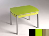 Logo Table hercule 115x75 - plateau noir - pieds inox - ceinture en bois laque vert 1992_noir_inox_bl-vert