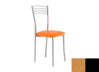 Logo Chaise cam�lia - assise en vinyltech marron clair - pieds noir 1918_vt-marron-clair_noir