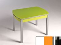 Logo Table hercule 105x60 - plateau extra white - pieds chrome - ceinture en bois laque orange cool 1989_extra-white_chrome_bl-orange