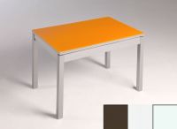 Logo Table mensa verre ext. melamin� 100x60 - plateau moka - pieds blanc - ceinture en bois laque blanc 2869_moka_blanc_bl-blanc