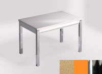 Logo Table mensa 110x70 extension m�lamin� - plateau amarillo arena - pieds chrome - ceinture en bois laq 2332_amarillo-arena_chrome_
