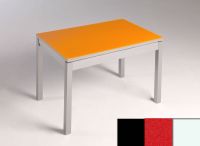 Logo Table mensa verre ext. melamin� 100x60 - plateau noir - pieds blanc - ceinture en bois laque rouge 2869_noir_blanc_bl-rouge