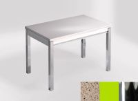 Logo Table mensa 110x70 extension m�lamin� - plateau perla diana - pieds chrome - ceinture en bois laque  2332_perla-diana_chrome_bl-