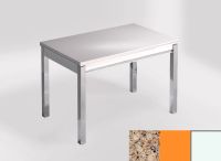 Logo Table mensa ext 100x60 - plateau kona beige - pieds blanc - ceinture en bois laque orange 2320_kona-beige_blanc_bl-orange