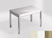 Logo Table mensa 110x70 extension m�lamin� - plateau yukon - pieds inox - ceinture en bois laque blanc 2332_yukon_inox_bl-blanc