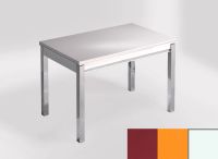 Logo Table mensa 100x60 extension melamin� - plateau koan - pieds blanc - ceinture en bois laque orange c 2331_koan_blanc_bl-orange-c
