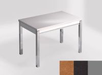 Logo Table mensa 100x60 extension melamin� - plateau sonora gold - pieds argent - ceinture en bois laque  2331_sonora-gold_argent_bl-