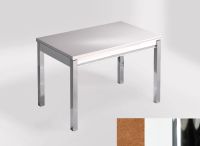Logo Table mensa ext 100x60 - plateau sonora gold - pieds chrome - ceinture en bois laque blanc 2320_sonora-gold_chrome_bl-blanc