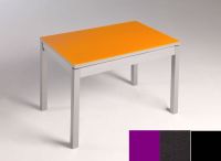 Logo Table mensa  verre ext. melamin� 110x70 - plateau magenta - pieds noir - ceinture en bois laque noir 2859_magenta_noir_bl-noir