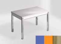 Logo Table mensa 100x60 extension melamin� - plateau azul enjoy - pieds inox - ceinture en bois laque ora 2331_azul-enjoy_inox_bl-ora
