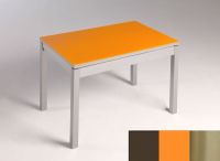Logo Table mensa verre ext. melamin� 135x80 - plateau moka - pieds inox - ceinture en bois laque orange 2870_moka_inox_bl-orange