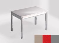 Logo Table mensa 100x60 extension melamin� - plateau unsui - pieds argent - ceinture en bois laque rouge 2331_unsui_argent_bl-rouge