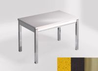 Logo Table mensa 110x70 extension m�lamin� - plateau stellar amarillo - pieds inox - ceinture en bois laq 2332_stellar-amarillo_inox_