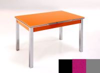 Logo Table mensa ext 110x70 - plateau noir - pieds argent - ceinture en bois laque magenta energy 2040_noir_argent_bl-magenta-energy