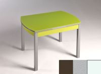 Logo Table hercule 105x60 - plateau moka - pieds blanc - ceinture en bois laque argent 1989_moka_blanc_bl-argent