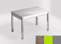 Logo Table mensa 110x70 extension m�lamin� - plateau beige daphne - pieds argent - ceinture en bois laque 2332_beige-daphne_argent_bl
