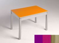 Logo Table mensa  verre ext. melamin� 110x70 - plateau magenta - pieds inox - ceinture en bois laque mage 2859_magenta_inox_bl-magent