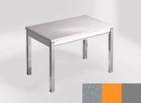 Logo Table mensa 110x70 extension m�lamin� - plateau aluminium nube - pieds argent - ceinture en bois laq 2332_aluminium-nube_argent_