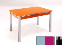Logo Table mensa ext 135x80 - plateau gris - pieds chrome - ceinture en bois laque magenta energy 2045_gris_chrome_bl-magenta-energy