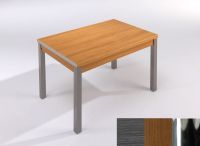 Logo Table mensa ext 135x80 - plateau cendre - pieds chrome - ceinture en polymere noyer 2044_cendre_chrome_pl-noyer