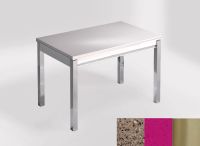 Logo Table mensa 100x60 extension melamin� - plateau beige daphne - pieds inox - ceinture en bois laque m 2331_beige-daphne_inox_bl-m