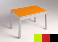 Logo Table mensa verre ext. melamin� 100x60 - plateau vert - pieds noir - ceinture en bois laque rouge 2869_vert_noir_bl-rouge