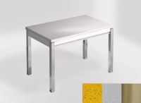 Logo Table mensa ext 100x60 - plateau stellar amarillo - pieds inox - ceinture en bois laque argent 2320_stellar-amarillo_inox_bl-arg