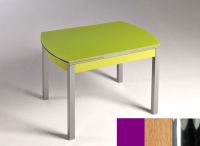 Logo Table hercule 115x75 - plateau magenta - pieds chrome - ceinture en bois laque chene 1992_magenta_chrome_bl-chene